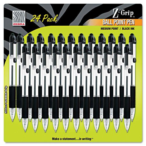 Zebra - Z-Grip Retractable Ballpoint Pen, Black Ink, Medium - 24/Pack