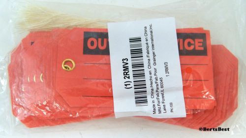 lot 100 PK, OUT OF SERVICE, SAFETY HANG TAGS, GRAINGER 2RMV3