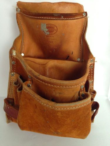 Vtg nicholas usa 723 deluxe leather tool belt pouch carpenter engineer  for sale