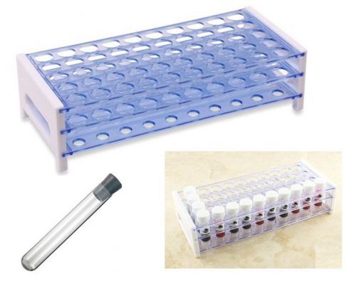 Scientific Plastic Test Tube Rack for 15/17mm 50 Tubes Holder Science Lab Study