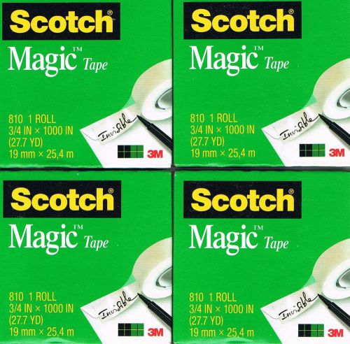 Scotch - 810 Magic Tape, 3/4&#034; x 1,000&#034; - 4  Rolls New