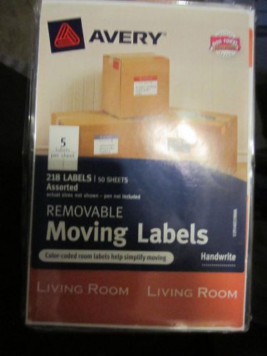 AVERY 40219 REMOVABLE MOVING LABELS 218 LABELS 15 SHEETS   ASSORTED  10 packages