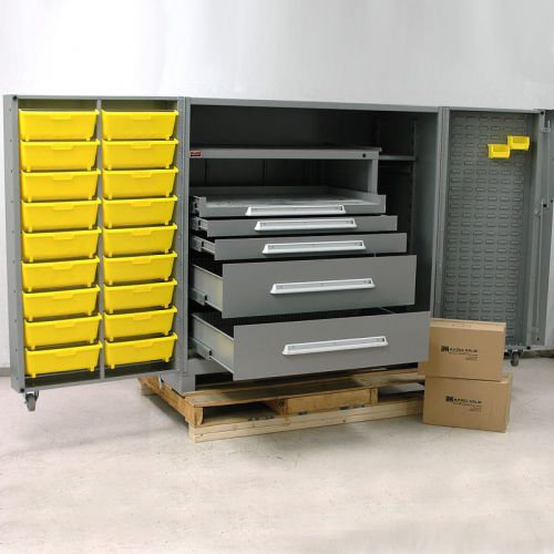 NEW Lyon 1102 Modular Cabinet 60&#034; Wide 5 Drawers Welded Steel 68 Bins DD1102