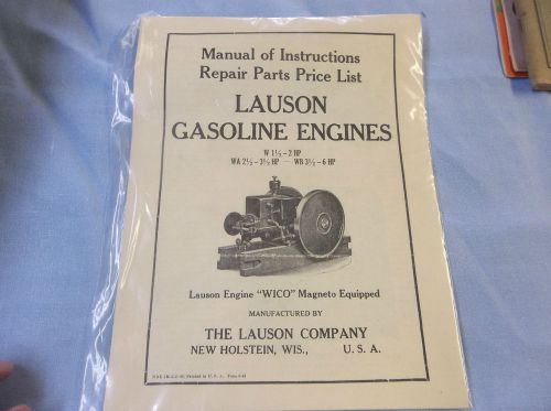 MANUAL FOR INSTRUCTION REPAIR PARTS LIST LAUSON GASOLINE ENGINES NEW HOLSTEIN WI