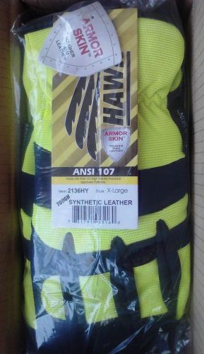 Hawk armor skin gloves yellow black synthetic leather ansi 107 2136h xl 12 pair for sale
