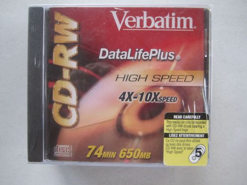 Verbatim CD RW DataLife Plus High Speed 4X-10X 74 mins 650 MB New In Package