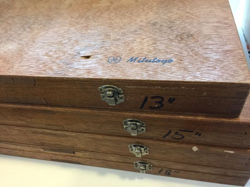 4 Mitutoyo BOXES ONLY different sizes - Vintage Wood Machinist Micrometer tool
