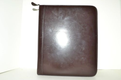 BROWN LEATHER INTERIOR FRANKLIN COVEY COMPACT PLANNER BINDER WITH ZIPPER