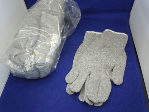 6 Pairs Heavy Grey Cotton String Knit Gloves - Size Large