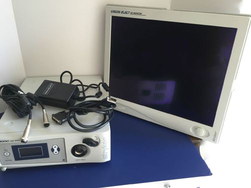 STRYKER X8000 LIGHT SOURCE, VISION ELECT 21&#034; MONITOR, CABLES