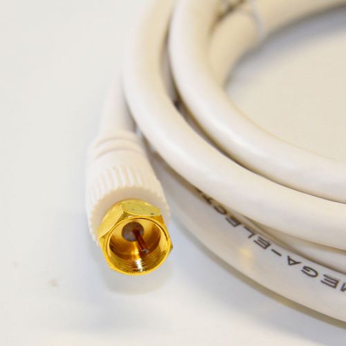 6M/19ft Braid shield 75ohm White F-F RG6U Coaxial cable male to male gold plated
