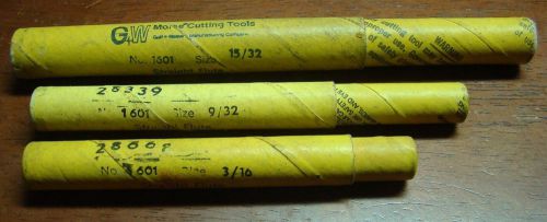 3 gw morse cutting tools straight flute reamer 3/16&#034; 9/32 15/32  hss for sale