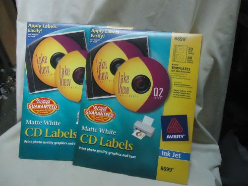 2 Two Packages of Avery 8699 Matt White CD Labels Ink Jet