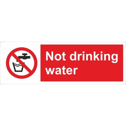 Not Drinking Water Self Adhesive Vinyl 300mmx100mm Warning Sign Health &amp; Safety