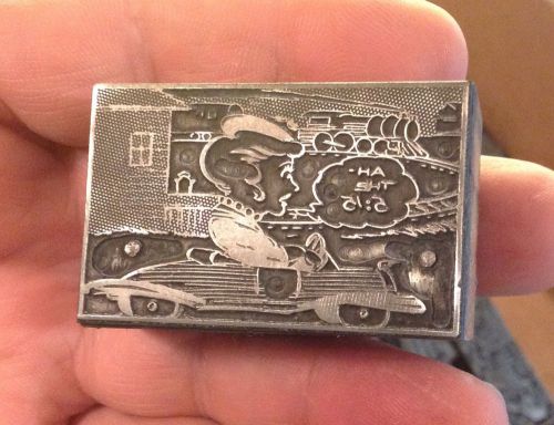 Letterpress Block. &#034;Ah- The 5:15&#034;! Train And Car!
