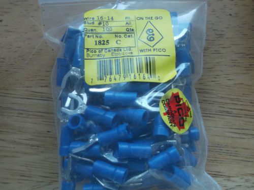 1825C PICO - QTY 100 - 16-14 AWG #10 Spade Connectors NEW