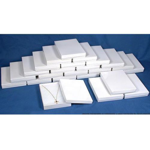25 Cotton Necklace Pendant Gift Boxes Jewelry White