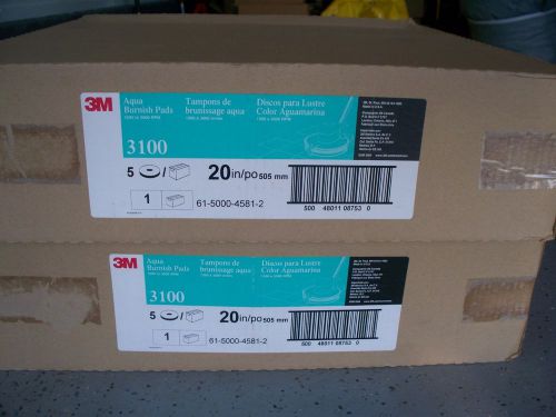 2  BOXES OF 5 (TOTAL 10 ) 3M  3100 AQUA BURNISH  PADS 175 to 600 RPM 20&#034;