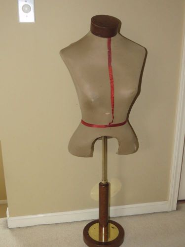 Vintage/Antique J Wanamaker Cloth Covered Mannequin Adjustable Wood &amp; Brass Base