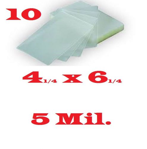 (10) 4-1/4 x 6-1/4 Laminating Laminator, Pouches Sheets Photo Video Card 5 mil