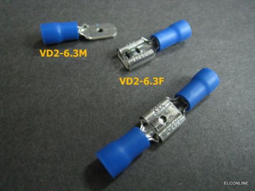 Vd2-6.3mf 0.25&#034;  m&amp;f spade terminal blue ass#a5  x 40 for sale