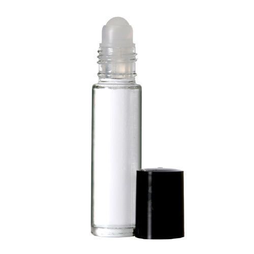 10ml roll on bottles plain clear glass with housing roller ball &amp; black cap for sale