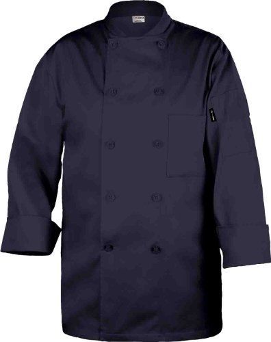 Chef Works CCBA-NAV Basic Chef Coat, Navy, Size L
