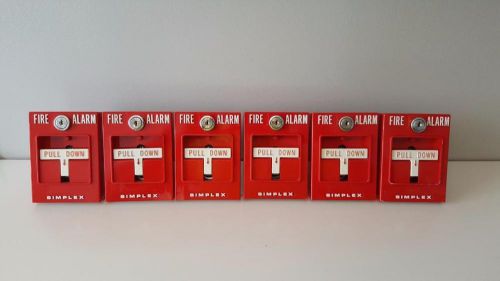 Simplex Fire Alarm 2099-9905 Red Manual Lever Pull Station Fire Alarm - Lot of 6