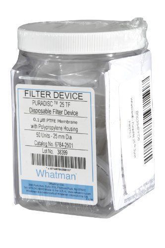 Whatman 6784-2501 ptfe puradisc 25 syringe filter, 0.1 micron for sale