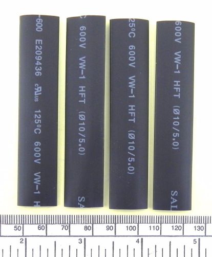 Heat shrink tubing - black 10,0 x 80 mm - pack of 4