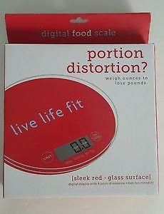 Digital Food Scale in Sleek Red Glass Surface by Fitlosophy New in Opened Box!