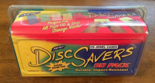 50 Pack CD DVD DISC SAVERS Jewel Cases Plastic Green Yellow Red White Blue Lot