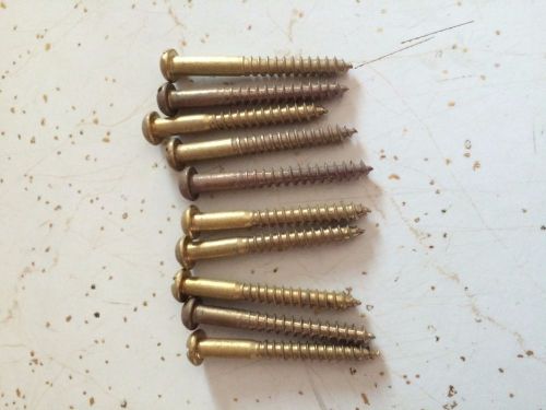 #12 x 2&#034; Slotted Round Head Solid Brass Wood Screw Qty 10