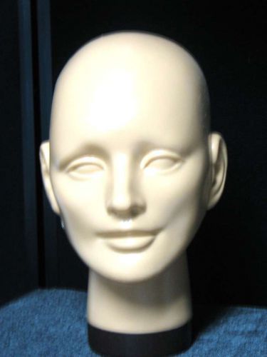 Two (2) #150 universal light-skin tone plastic mannequin head forms-10&#034;h for sale