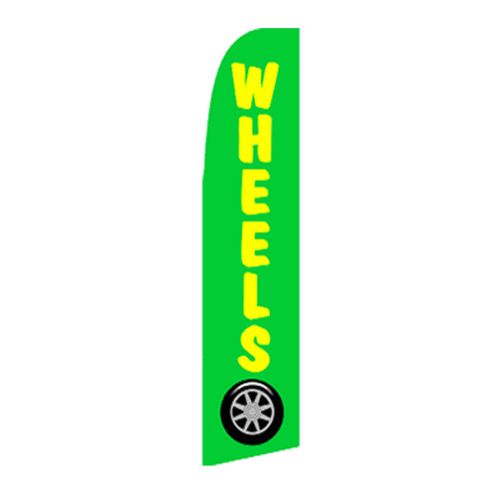 Wheels business sign Swooper flag 15ft Feather Banner made in the USA