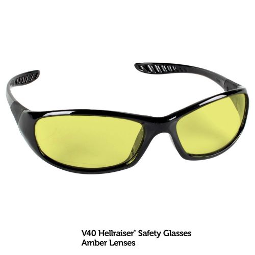 Jackson Safety V40 Hellraiser Safety Glasses (20541) Amber Lens w/ Black Frame