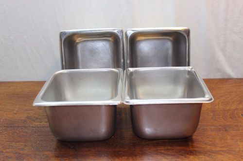 Lot of 4 stainless steel nsf steam table pans vollrath 1.8 qt. capacity for sale