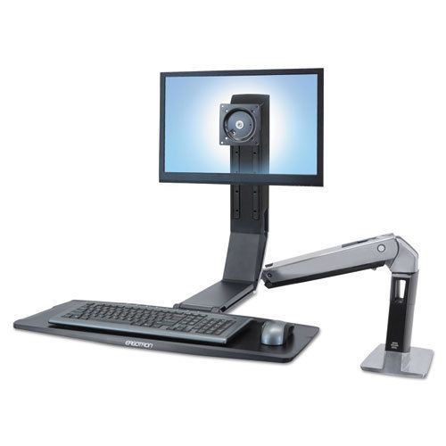 Workfit-a sit-stand workstation, lcd ld monitor, polished aluminum/black for sale