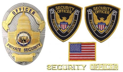 Obsolete Gold Silver Private Security Officer Oval Shield Badge Bundle Package