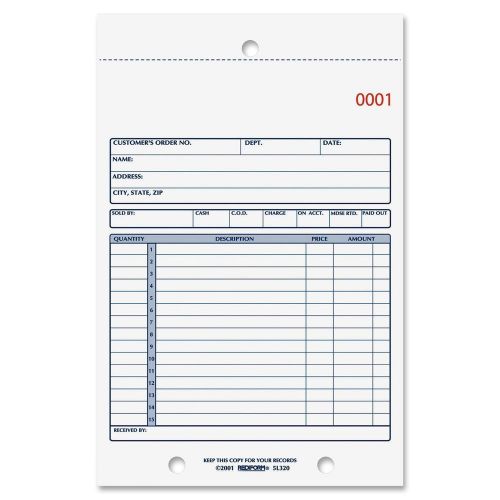 REDIFORM Sales Order Book, Carbonless, 2 Part, 5.5 x 7.875&#034;, 50 Forms (5L320)