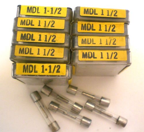 45 MDL (3AG-SB) Fuses Time Delay 1 1/2 Amps, 125V, BUSSMANN, Lot 65, Made in USA