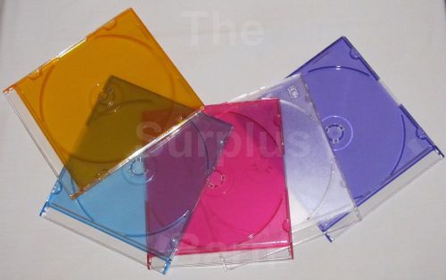 25 Pack Color CD, DVD, Blue Ray, Game Disc Slim Jewel Cases 5 Colors, 5 of Each