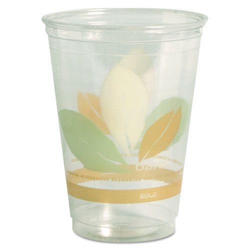 Bare RPET Cold Cups, 9oz, Clear With Leaf Design, 50/Bag, 20 Bags/Carton
