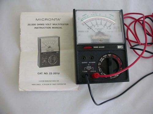 Vintage Micronta No. 22-201U Analog Multimeter, Manual &amp; Leads