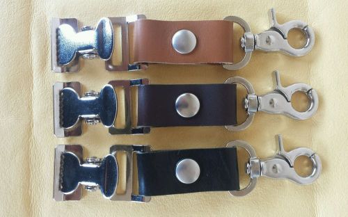 Glove holder strap firefighter guard clip brown leather dark chocolate brown for sale