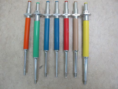 Set of 7 mla precision pipette 10,50,100 (x2),200,300 &amp; 500ul for sale