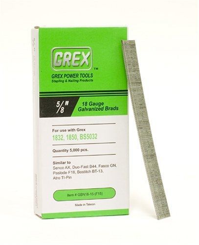 Grex Power Tools GREX GBN18-15 18 Gauge 5/8-Inch Length Galvanized Brad Nails