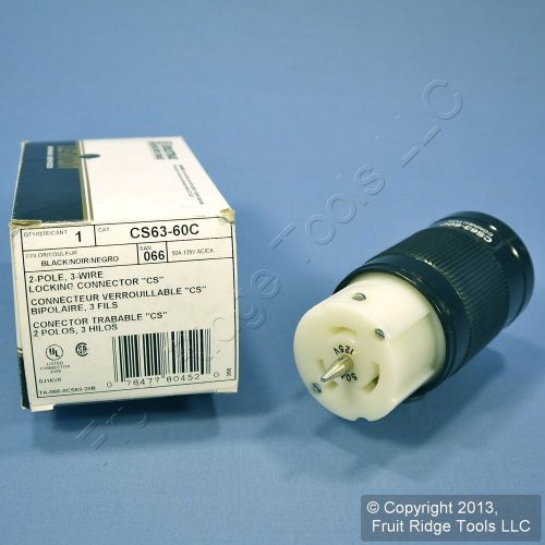 Leviton california style twist locking connector plug non-nema 50a 125v cs63-60c for sale