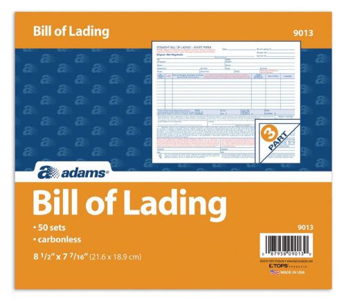 Adams Bill of Lading Short Form 8.5 X 7.5 Inches 3-part 50-forms White (9013)