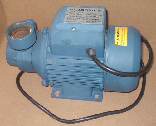 One (1) - 1 hp clear water pump, model qb-80, with pipe adapters **damaged** for sale